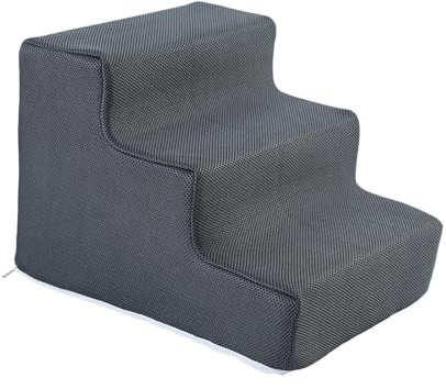 Gralara Scale per cani Rampa Scaletta per cani Gradini per animali domestici Copertura lavabile in lavatrice Gradini per cani Comodo antiscivolo Versatile, S 3 gradini grigio scuro