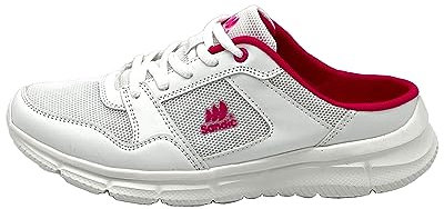 Ablovo® Damen Herren Pantoletten Sandalette Slipper Sabots Sneaker Freizeit (Weiß-Fuchsia, EU Schuhgrößensystem, Erwachsene, Damen, Numerisch, M, 36)