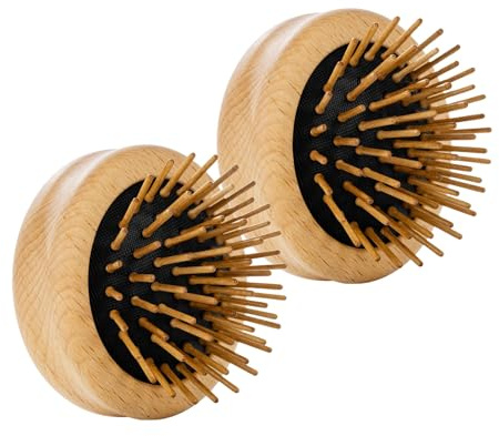 REMOS Haarbürste mini faltbar Holzstifte Buchenholz Entwirrbürste 2x