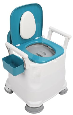 Sonew Portable Toilet for Adults, Adjustable Height Prevent Slip Commode Chair with Armrests for Elderly, Blue