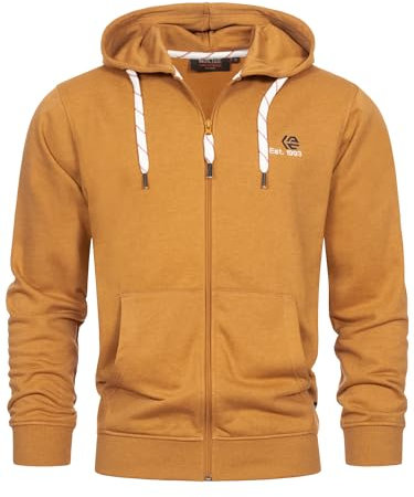 Indicode Herren INHoward Kapuzensweatjacke aus Baumwollmix | Hoodie Kapuzenpullover für Männer Bistre, XL