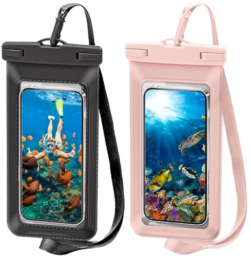 KEELYY wasserdichte Handyhülle 2 Stück, IPX8 Unterwasser Handyhülle, Wasserfeste Handytasche, Universal Waterproof Phone Case für iPhone, Samsung, Huawei, usw bis zu 7.0 Zoll