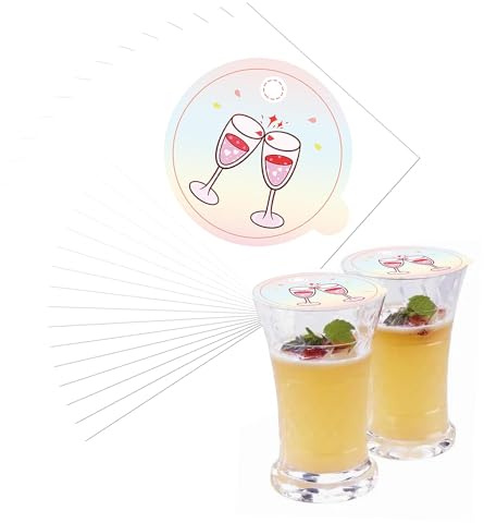 Well tile 50 Pack Drink Protection Drink Cover Disposable airtight lid Stickers for Wine Glasses and tumblers ，Easy to Carry