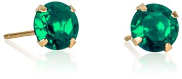 namana Grüne Ohrstecker aus 925er Sterling Silber für Damen und Mädchen, zierliche runde Grüne Ohrringe aus Gold, goldene Ohrringe in Grün, schlichte vergoldete Ohrringe mit Grünem Stein