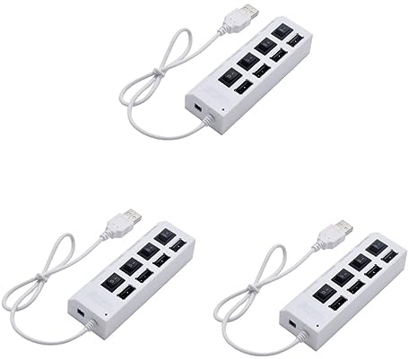 jojofuny 3pcs USB Hub Sockets Independent USB Divider Splitter Adapter for Wall Socket