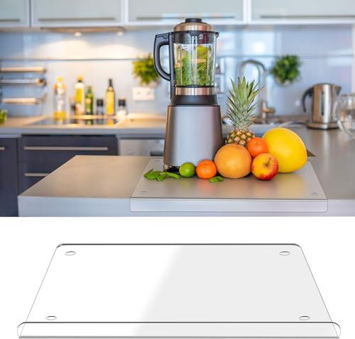 Zocipro Acrylic Chopping Board, Clear Cutting Board with Counter Lip, Non Slip Counter Edge Chopping Board for Kitchen Meat Fruits Vegetables Cheese Worktop Protector (15.7x11.8in)
