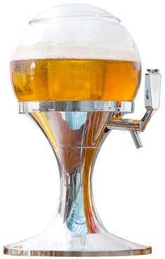 Spillatore Birra Refrigerato - Dispenser per Bevande 3.5L, Adatto per Feste ed Eventi, con Scompartimento per Ghiaccio, in Acrilico, 24x24x42 cm, Argento