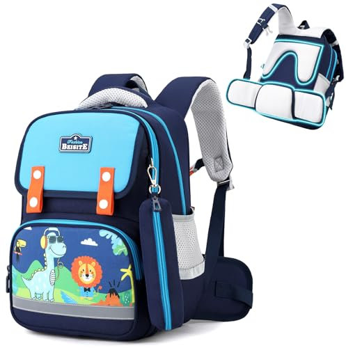 Amythe Mochila Infantil con Estuche, Bolso Escolar para Niños y Niñas de 6 a 10 años, Mochilas Colegio Ergonómica con Correas Torácicas y Abdominales - Azul