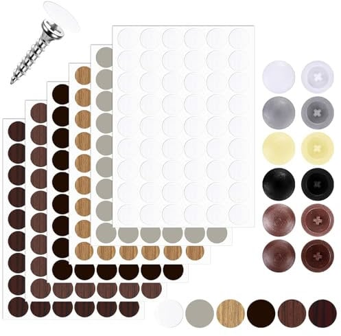 300 Screw Cover Caps,With 6 self-adhesive screw hole cover stickers,Plastic Cross Head Screw Cover Caps,Plastic Screw Hole Covers,Snap-on caps for Phillips screws in furniture, wardrobes and cabinets