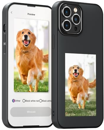 YCE Smart Ink Screen Phone Case Smart NFC Phone Case DIY Personalize Photo Changing 3.5 Inch Ink Display Image On iPhone Case for iPhone 13/14,14 Pro/Max | Iphone 15,Pro/Max Black