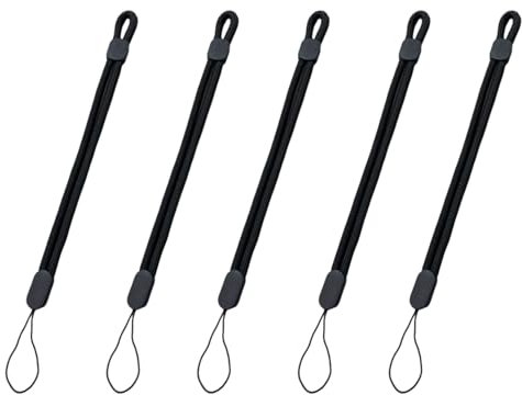 Lot De 5 Cordons De Dragonne Réglables,Lanière de Dragonne à Main Réglables,Nylon Lanière de Poigne,PourTéléphone Portable Lanière,Sangle Universelle Pour Portefeuille Appareil Caméra Clés(Noir)