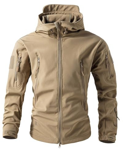 RUMAOZIA Herren Camouflage Softshelljacke Taktische Winter Mantel mit Kapuze und Reißverschluss Atmungsaktiv Outdoorjacke Angeln Jagd Jacke Arbeitsjacke Warnjacke Trekking Übergangsjacke