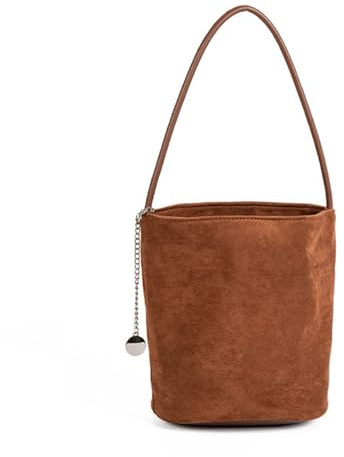 AHDFY Braun Wildleder Tasche Tasche Wildleder Damen Leder Tasche Beuteltasche Shopper Suede Vintage Tote,Braun