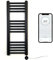 Greened House Sèche-serviettes électrique intelligent contrôlé par WiFi Noir mat 300 mm l x 800 mm H Minuterie programmable 7 jours Compatibilité avec l'application