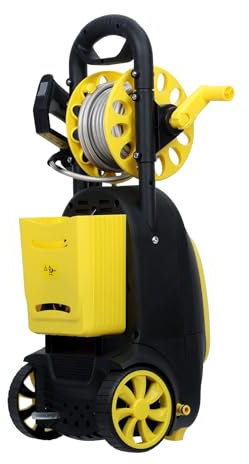 ohfruit Elektrischer Hochdruckreiniger, Hochdruckreiniger, 80-Bar-Hochdruckreiniger, 1,5-kW-Hochdruckreiniger mit Induktionsmotor, Artillerie-Schäumer, Manometer Schwarz Gelb