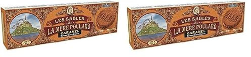 La Mère Poulard, galletas tipo sablés de mantequilla y caramelo, delgadas y crujientes - Caja de 125g (Paquete de 2)