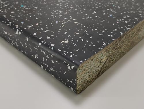 Generico Top Per Cucina Piano Cottura In Laminato Stratificato HPL sp mm 38 x 2400 x 600 - VARI COLORI (Nero Brillante, cm 240x60)