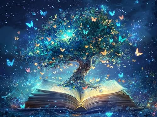 Livre Peinture Numeros Adulte, Arbre Peinture par Numero Adulte Loisirs Créatifs, Kit de Peinture à l'huile sur Toile Bricolage pour Enfant Débutants Avec 3 Pinceau et Pigment, 20X30CM (avec Cadre)