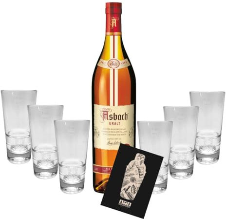Asbach Uralt Magnum Flasche 3L – Das Original, 36% vol. + 6 Asbach Longdrink Gläser- [Enthält Sulfite]