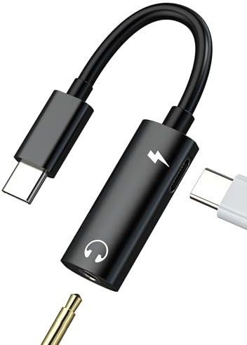 Adattatore da USB C a jack per cuffie 3,5 mm (2 in 1) per Apple Cuffie AUXiliar Audio Connettore Tipo C Caricabatterie Dongle per iPhone 16 15 Pro Max Compatibile con Samsung S25 S24 S23 per iPad