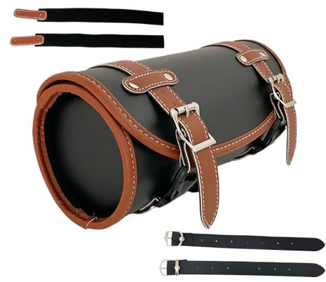 Motorrad-Sitztasche – Motorrad-Gabel-Lenker-Aufbewahrungstasche – wasserdichte Leder-Satteltaschen Aufbewahrung Organizer, Retro-Tasche mit verstellbaren Riemen, Roller-Zubehör