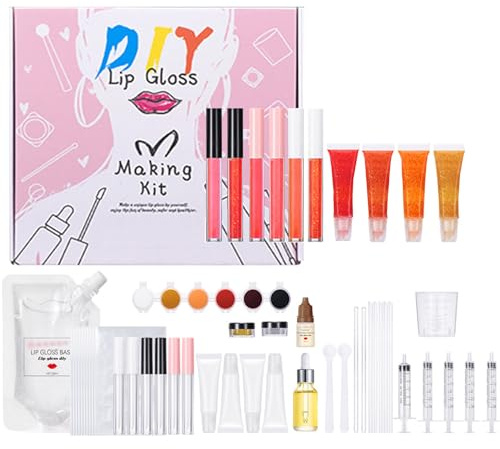 Lippenöl Selber Machen,DIY-Lippengloss-Set–Kreieren Sie über 10 individuelle Farbtöne mit veganer Basis,Pigmenten,ätherischen Ölen und Werkzeugen – Das perfekte Geschenk für Teenager und Frauen