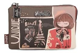 Anekke | Trousse Triple Multifonctions Mademoiselle | Petite Maroquinerie synthétique Femme Originale | 15 x 9 x 4 cm | Coloris Noir