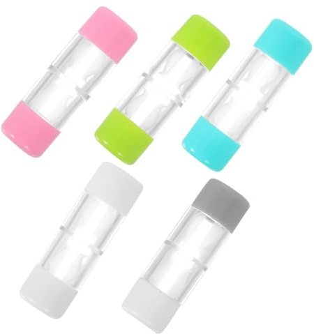 ERINGOGO 5pcs Double-Ended Contact Lens Companion Box Case Containers for Rgp Lens Case Travel Box for Lenses Portable Case Barrel Case Holder Soak Storage Container for Travel Contact