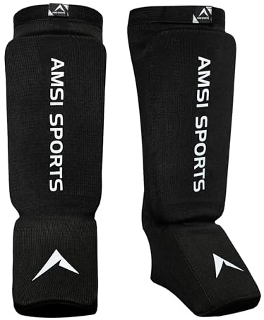 Boxing Shin Guard - Professional Muay Thai Shin Guards - 12mm Thick Leg & Foot Shin Instep Guard - Protective Sparring Gear for MMA, Taekwondo, Karate, Kickboxing, Men & Women