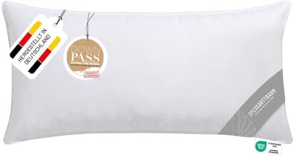 Spessarttraum Daunenkissen 40x80 cm | 3-Kammer Kopfkissen | Füllung (Außen) 90% Daunen & 10% Federn | 100g | Allergiker geeignet (Nomite) | Oeko-TEX | Made in Germany
