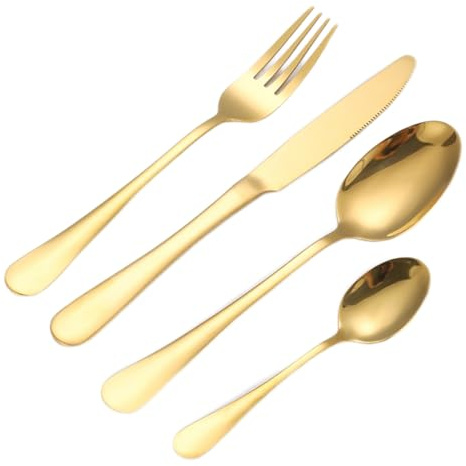 72 teiliges Besteck-Set für 12 Personen aus hochwertigem 18/10 Edelstahl in Gold