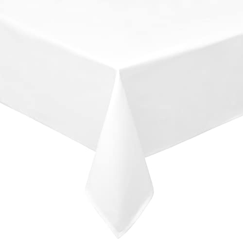 MODERNO® Gastro Tischdecke Kochfest 95°C – Vollzwirn Damast 100% Baumwolle – Uni Glatt Weiß – Industriewäsche geeignet & Chlorecht – 4-Seiten-Saum (80 x 80 cm)