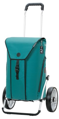 ANDERSEN Einkaufstrolley - Royal Shopper Oli.P 3.0 Petrol | mit Kugellagerrädern, große Räder, 25 cm, aus Alu, bis 50 kg - Tasche mit Thermofach, Rucksackfunktion, Fronttasche, 50 L