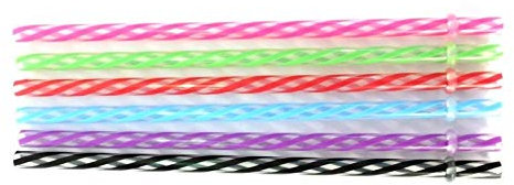 Lot de 6 Pailles Plastique rigides transparentes rayées aux couleurs assorties, long. 19 cm, pour mug ou mason jar