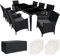 TecTake® Salon de Jardin Exterieur en Aluminium Table de Jardin, 8 Fauteuil en rotin, 1 Table de Jardin, 2 Sets de Housses lavables, Housse de Protection, Facile d'entretien, Mobilier de Jardin