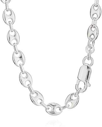 NKlaus 925 Chaîne en argent grain de café 5028 Chaîne en haricot 55cm 5,6mm 21,7g