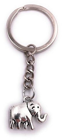 H-Customs Elefant klein Schlüsselanhänger Anhänger Silber aus Metall