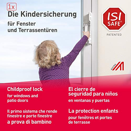 Kindersicherung für Fenster - ohne Bohren | werkzeuglose Montage, Fenstersicherung, Balkonsicherung, Verriegelung ohne Beschädigung - Weiss
