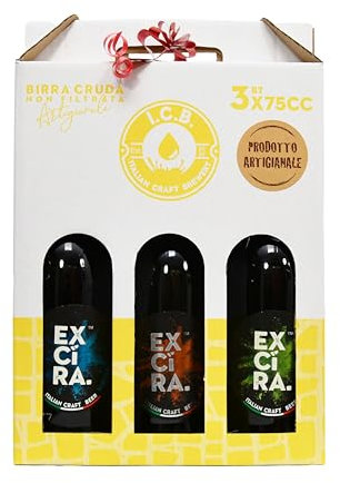 Birra Artigianale Cruda Italiana EXCIRA- Tris da 3 Bottiglie di 75cc - 1 IPA Indian pale ale, 1 APA American pale ale, 1 Weiss- Prodotta da I.C.B. Italian Cradt Brewery