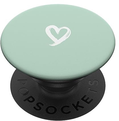 PopSockets Weiß Herz Minimalistisch Grün PopSockets mit austauschbarem PopGrip