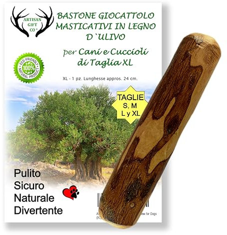ARTISAN GIFT CO Olivenholz Kauspielzeug für Hunde 100% Natürliches (XL-24 cm) 1 Stück