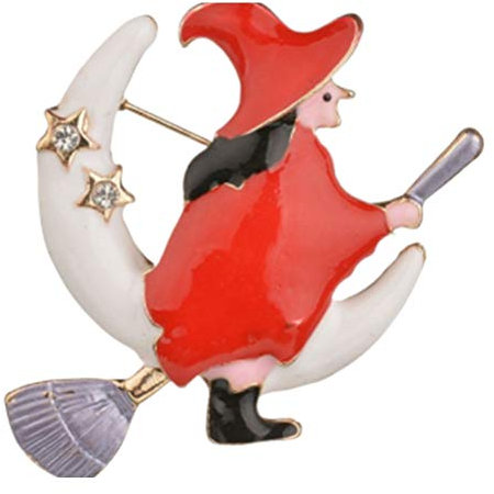 Elegante Kleiderbrosche Broschen Für Frauen Strass-brosche Halloween-brosche Jacken Hut Hexenbrosche Schmuck Ansteckblume Im Knopfloch Hexen-anstecknadel Broch Besen Fräulein Mode