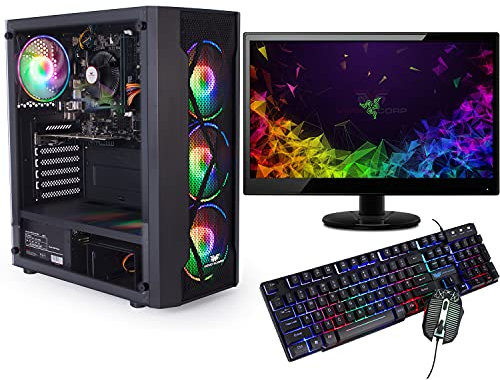 Veno Scorp ARGB Gaming PC Set i5 240 SSD 500 HDD 8GB RAM With Single 22” Monitor Win 10 Wifi Vortex V4 (Renewed)