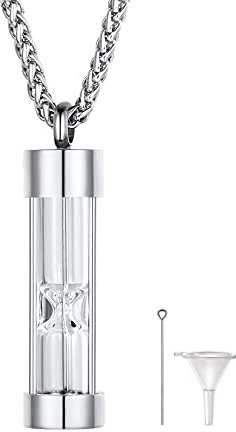U7 Cremation Vial Hourglass Ash Necklace For Women Men Ashes Stainless Steel Urn Pendant Necklaces Jewellery