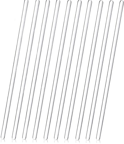 Voarge 10Pcs Glass Stirring Rod with Both Ends Round, 8Inch Glass Mixing Tools for Science, Lab, Kitchen, Experiment and Stir Hot Cold Beverages Cocktails Drinks