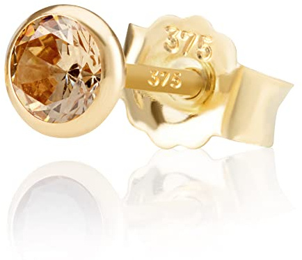 NKlaus Einzel 5,0mm 375 Gelb Gold 9 Karat Ohrstecker Kristall Zirkonia Champagne Butterfly Verschluss Damen Mädchen 13059
