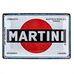 Nostalgic-Art Cartel de chapa retro, Martini - Logo White – Idea de regalo para aficionados a cócteles, metálico, Diseño vintage, 20 x 30 cm