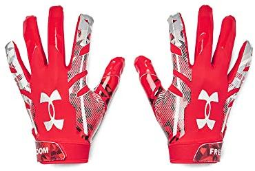 Under Armour Men's Standard F8 Novelty Football Gloves, (601) Red/Royal/Metallic Silver, X-Large