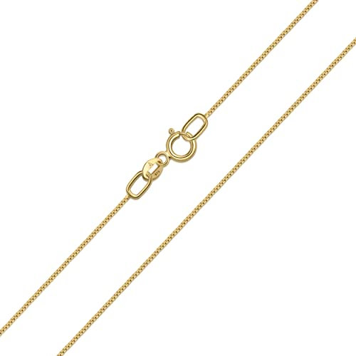 Amberta Allure Damen Halskette aus 9K Gold: 0.5 mm Venezianierkette - 45 cm