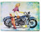 Kustom Art Magnet (Magnet) Serie Pin Up Motorrad Vintage Stil für Kühlschrank / Garage / Bar Druck auf Holz 10 x 6 cm